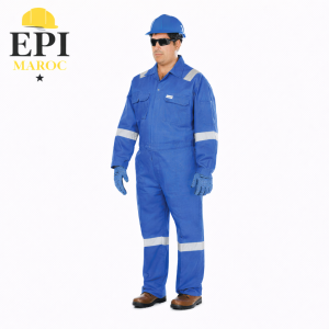 Combinaison bleu 100 % coton, avec bandes réfléchissantes VRB