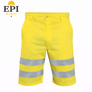Bermuda de travail jaune avec bandes réfléchissantes
