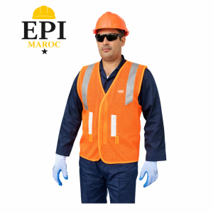 gilet de travail orange et perforé